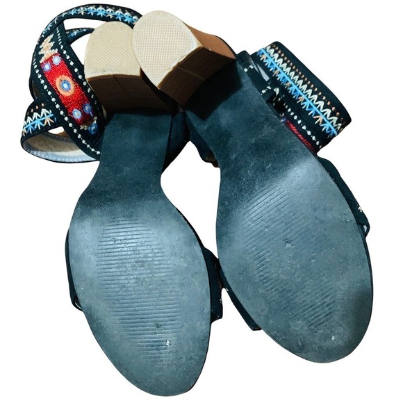 Embroidered Open Toe Bohemia Stacked Heel Sandals 9.5 / 10 - Picture 10 of 14